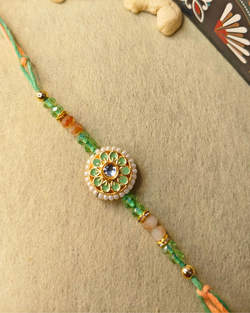 Pastel Green Meena Work Rakhi