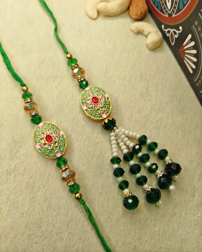 Pastel Green Rakhi Set