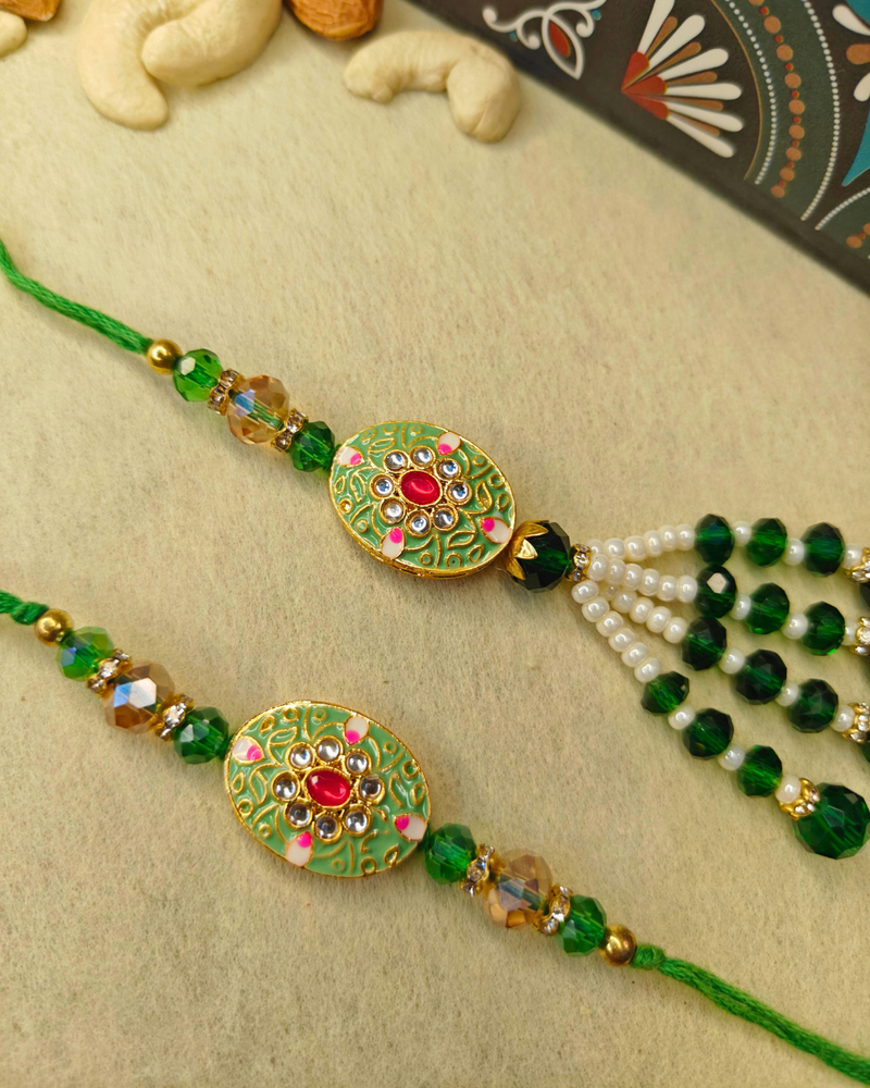 Pastel Green Rakhi Set