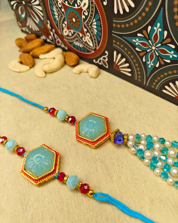 Pastel Blue Stone Rakhi