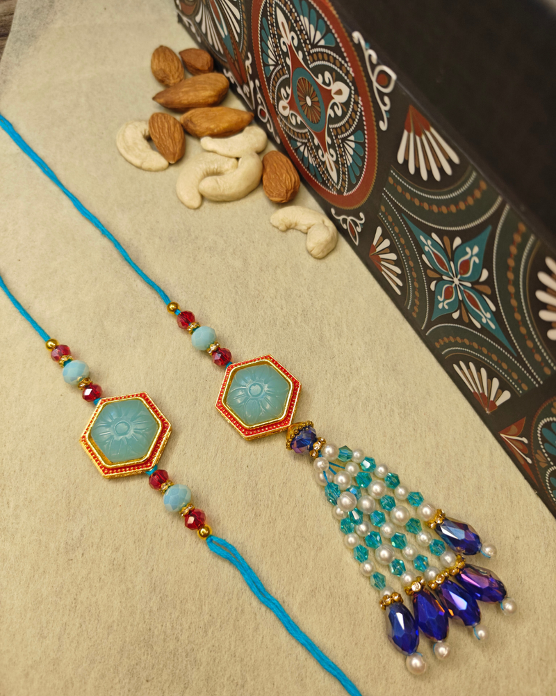 Pastel Blue Stone Rakhi