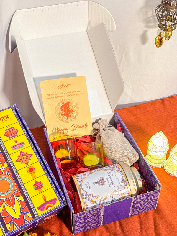 Diwali Gift Hamper - Blue Box with Lavender Tea