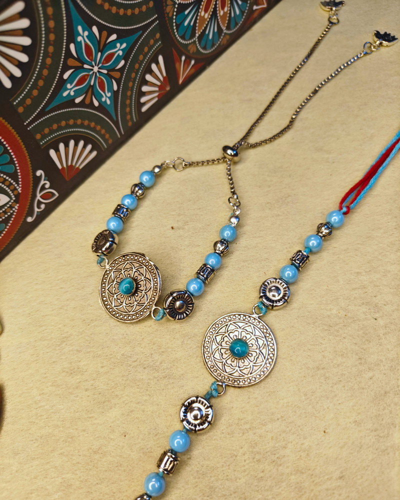 Oxidized Bhaiya Bhabhi Rakhi Set