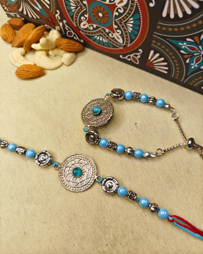 Oxidized Bhaiya Bhabhi Rakhi Set