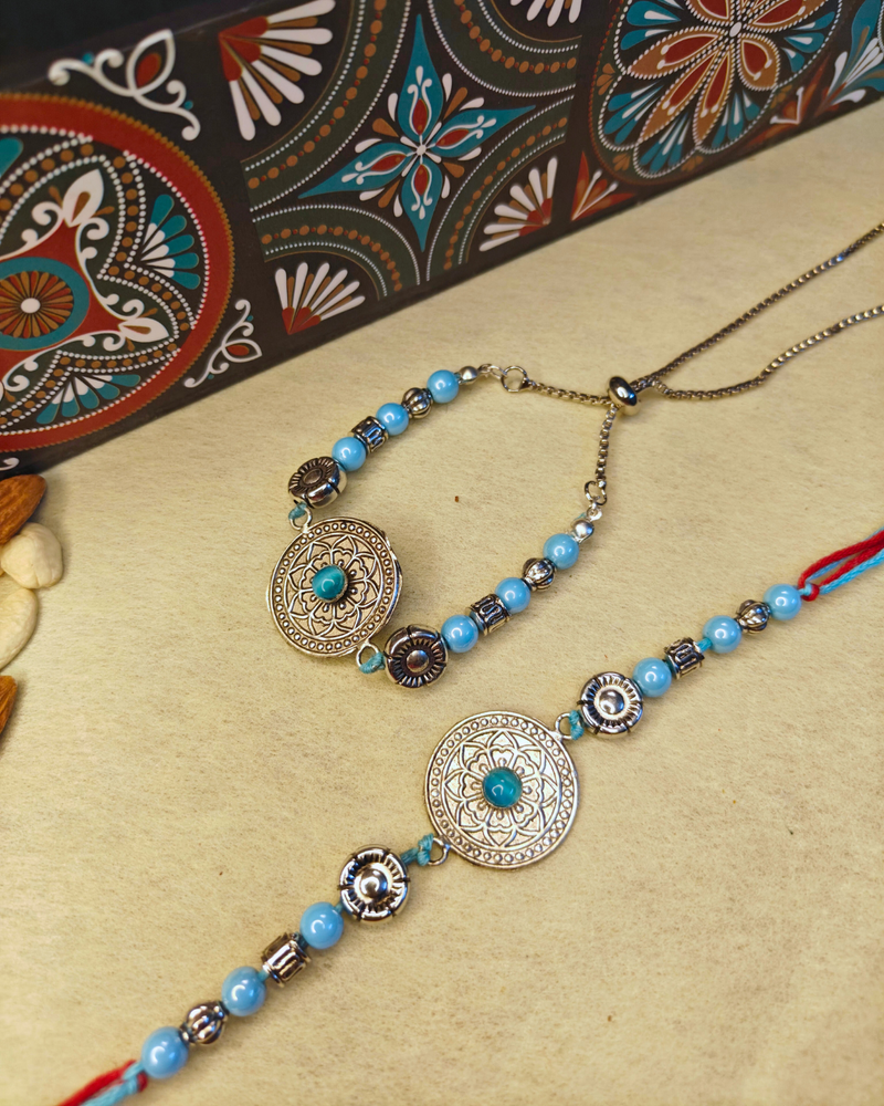 Oxidized Bhaiya Bhabhi Rakhi Set