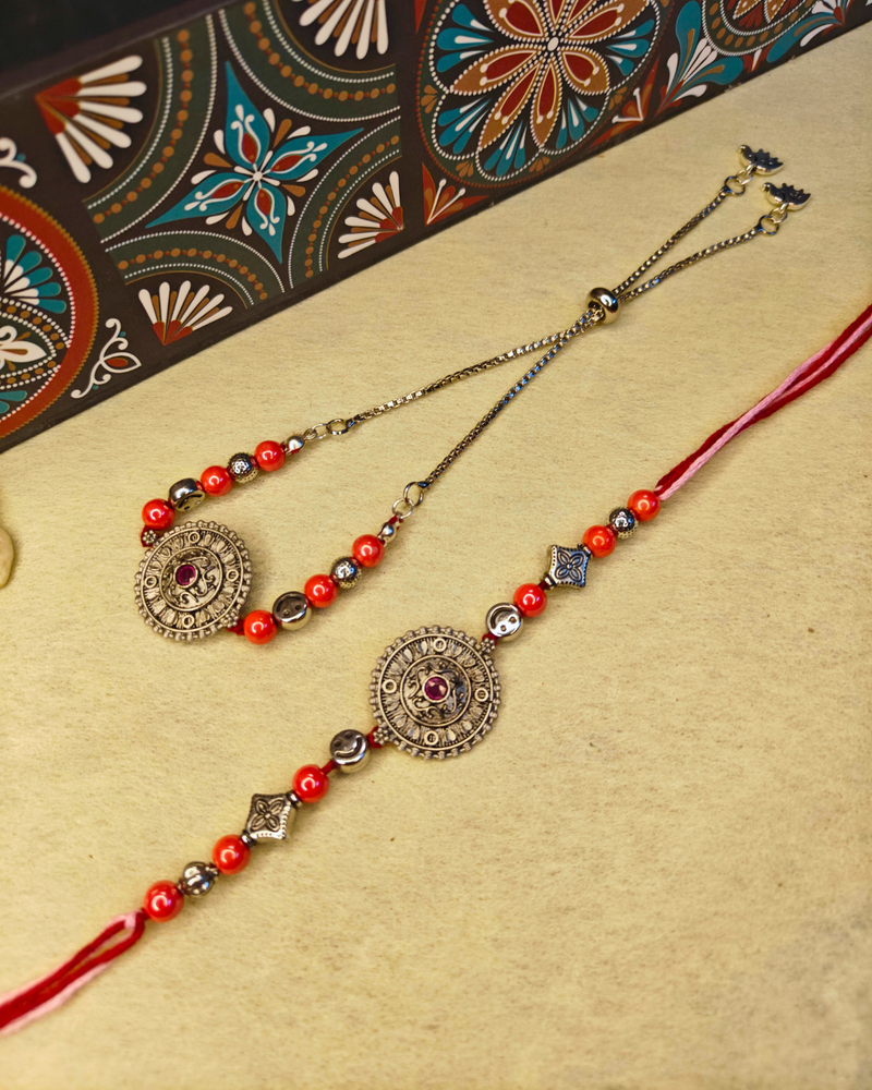 Oxidized Bhaiya Bhabhi Rakhi Set