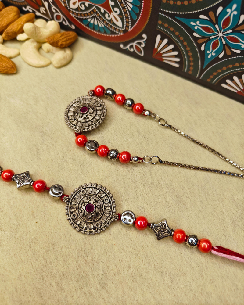 Oxidized Bhaiya Bhabhi Rakhi Set